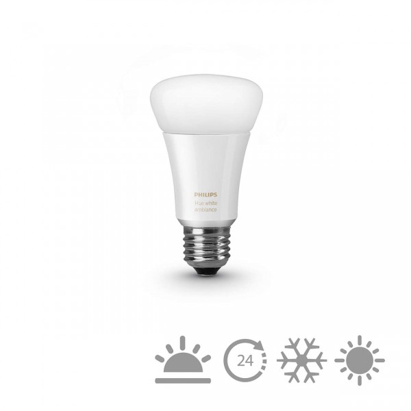 Philips Hue LED Lampe E27 White Ambiance, dimmbar